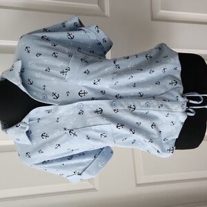 Womens Light Blue Top With Anchor Print Size S